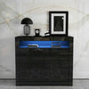 UK 2 Doors Cabinet Sideboard Cupboard High Gloss Fronts Storage RGB LED