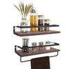 2 Long Natural Wood Black Metal Wire Wall Shelving Hanging Towel Bar Hanger Rack