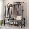 Mobile Double Clothes Hanging Rail w/ Storage Shelf Garment Shoes Display Stand