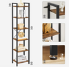 Tall Narrow Bookcase Vintage Industrial Display Unit Slim Rustic Storage Cabinet