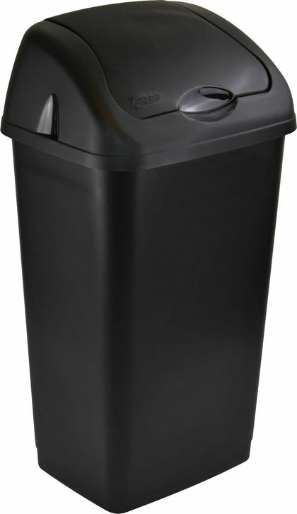 Heidrun Plastic Swing Top Bin Waste 60L Rubbish Dust Home Kitchen Office Black
