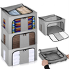 3Pcs Storage Boxes Folding Stackable Fabric + Steel Frame Underbed Wardrobe Tidy