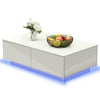 High Gloss Coffee Table with Storage Drawers LED Light Living Room White