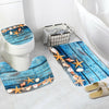 3Pcs Bathroom Blue Starfish Bathroom Non-Slip Pedestal Rug + Lid Toil