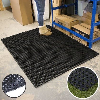 Large Rubber Ring Heavy Duty Door Mat Non Slip Outdoor Entrance Stable Drainage