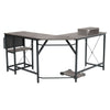 Light Grey L Shaped Desk Working Gaming Computer Corner Table with Storage Shelf