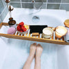 Bamboo Bathtub Tray Bath Table Bathroom Storage Rack Soap Wine Glass Organizer