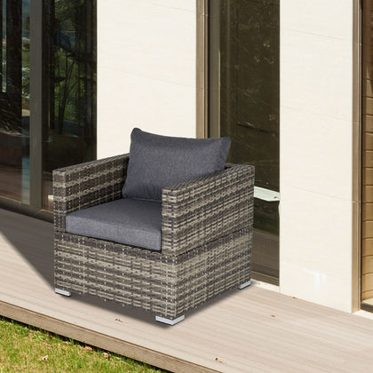 Single Wicker Furniture Sofa Chair w/ Padded Cushion for Garden Balcony