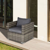 Single Wicker Furniture Sofa Chair w/ Padded Cushion for Garden Balcony