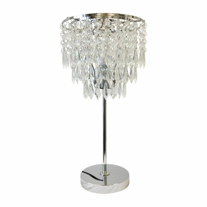 Modern Chrome Acrylic Crystal Jewelled Table Lamp or Bedside Light