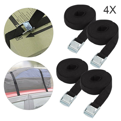 Pack of 4 Buckle Tie Down Lashing Straps Roof Rack Trailers Cargo 25mm X 5m Long