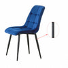 2 Blue Velvet Dining Chairs Dining Room Restaurant Metal Legs Padded Modern
