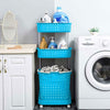 3 Tier 4 Wheeled Multi Purpose Laundry Hamper Basket Storage Cart Organiser Blue