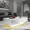 White High Gloss Coffee Table With Storage Drawers RGB LED Modern Living Room UK