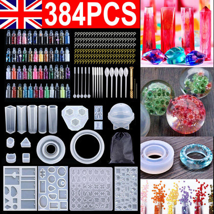 384PCS Resin Casting Molds Silicone DIY Jewelry Pendant Mould Kit Casting Craft