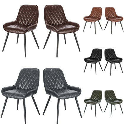 2x Dining Chairs Living Room Chairs with leather+metal Counter Chairs Bar Stools