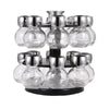 Revolving Rotating Plastic 16 Jar Spice Rack Storage Glass Jars & Chrome Lids