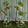 2PCS Round Stacked Wedding Arch Stands Metal Hoop Backdrop Garland Birthday Deco