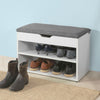 White Wood 2 Tiers Shoe Storage Bench Cabinet with Padded Seat,FSR25-HG,UK