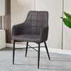 2* Brown/Grey Faux Leather/PU Dining Chairs Armchairs Padded Office Dining Room