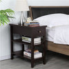 Narrow Bedside Table with Drawer, 3-Tier Nightstand Side Table for Small Space