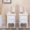 1 Pair White Bedside Tables Unit Nightstand Cabinet with Drawers Bedroom Storage