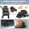 Double-Layer Pet Stroller Pushchair 3-in-1 Folding Dog Cat Walk Travel Carrier