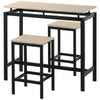 Bar Table and Stool Set For Kitchen Dining Room 2 Metal And Wood Stools High