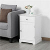 White Bedside Table Bedside Cabinet with Drawer & Door for Bedroom Living Room