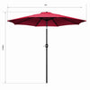 Mondeer 2.7M/3M Garden Parasol Umbrella Round Sun Shade Crank Tilt Red/Beige