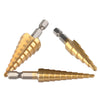 3pcs Step Cone Drill Bit Set HSS Steel Titanium Coated Hex Shank Hole Cutter