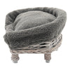 Natural Wicker Pet Bed Handmade Raised Cat Dog Sofa Couch - Cushion Optional