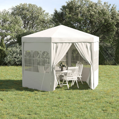 3.9m Outdoor Gazebo Canopy Party Tent with 6 Removable Side Walls White
