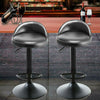 Set of 2 Bar Stools Leather Swivel Gas Lift Chair Kitchen Breakfast Pub Black