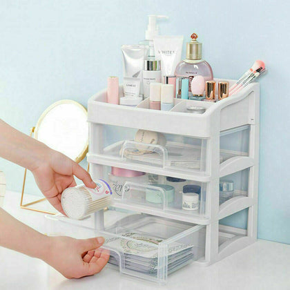 Desktop Makeup Storage Box Cosmetic Drawer Organizer Container Case Saver Space