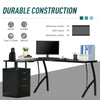 Black Corner Desk with Storage Cabinet Drawer Home Office L Shape Computer Table