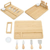 Large Natural Bamboo Cheese Board Set includes 4 Cheese Knives Cutting & Serving