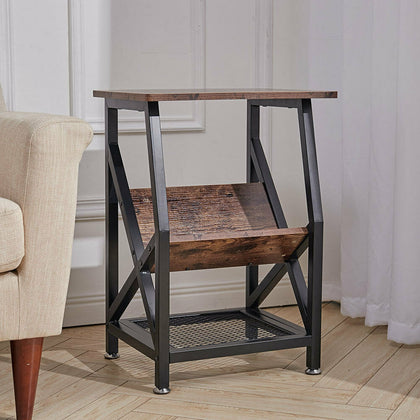 Bedside Table Nightstand Sofa Side End Table Chic Table With Book Magazine Rack