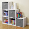 White 6 Cube Kids Toy/Games Storage Unit Girls/Boys Bedroom Shelves 3 Grey Boxes