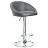 GREY PU Leather Breakfast Bar Stool Swivel Kitchen Chrome Metal Base Gas Lift