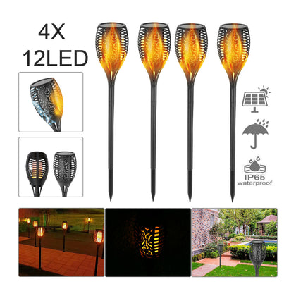 2/4X Solar Power Torch Light Waterproof Flame Flickering Dancing Garden Lamp