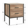 Industrial Style 2 Drawers Bedside Table Wood Nightstand Bedroom Storage Cabinet