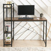 Industrial Wood Top Computer Desk PC Laptop Corner Table w/ Bookcase Home Office