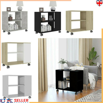 2 Tiers Side-End Table Sofa Table Coffee Desk w/ Storage Shelf Desk On Wheels