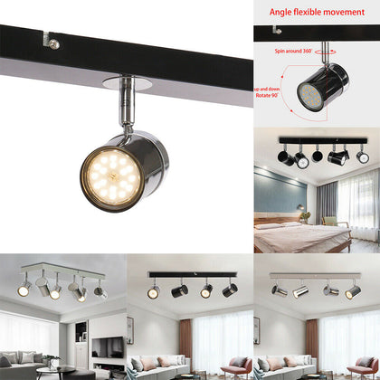 4/6 Ways Steering LED Ceiling Spot Lights Spotlight Fittings Kitchen GU10 Bulbs