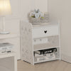 White Bedside Table Bedroom Cabinet Nightstand With 1 Drawer & 2 Shelf Furniture