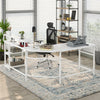 Office Writing Workstation with Large Monitor Stand Space-Saving Desk w/ Shelves