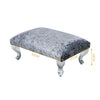 Crushed Velvet Silver Grey Footstool Living Room Coffee Table Chair Stool Metal
