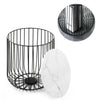 Retro Metal Wire Round Wood Storage Coffee Side Table Basket Home Furniture