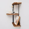 Rustic Wood Corner Shelf Home Display Storage Rack Wall Floating Shelf 3 Tier UK